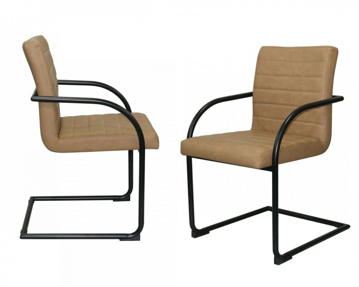 Set of Two Brown Faux Leather Industrial Dining Chairs By Homeroots | Dining Chairs | Modishstore - 6