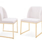 Set of Two White Gold Faux Leather Fabric Dining Chairs By Homeroots | Dining Chairs | Modishstore