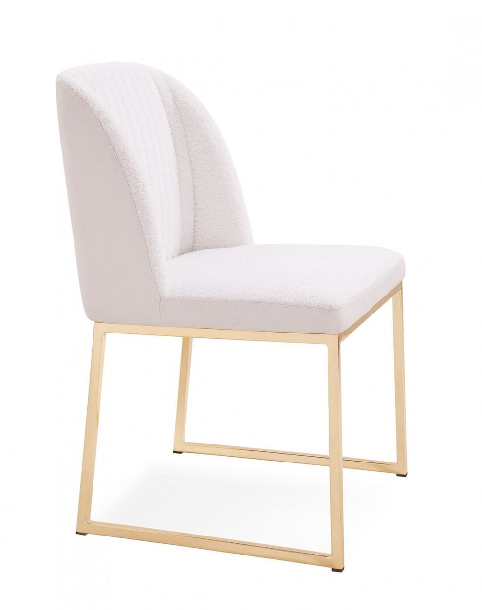 Set of Two White Gold Faux Leather Fabric Dining Chairs By Homeroots | Dining Chairs | Modishstore - 3