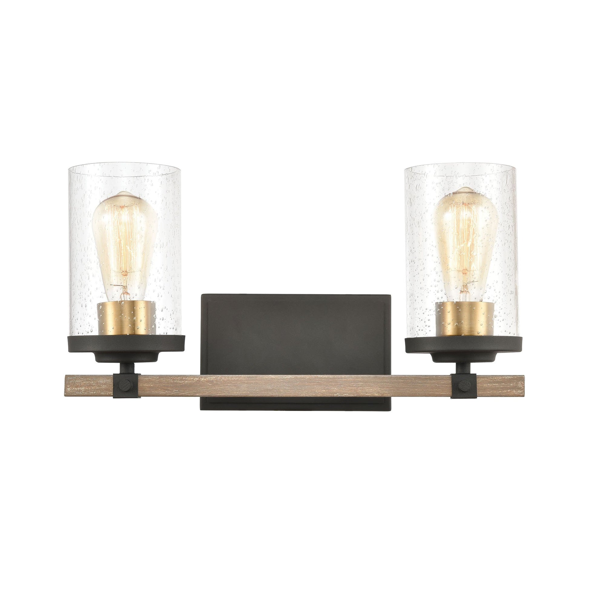 Geringer Vanity Light in Charcoal and Beechwood with Seedy Glass by ELK Lighting-2