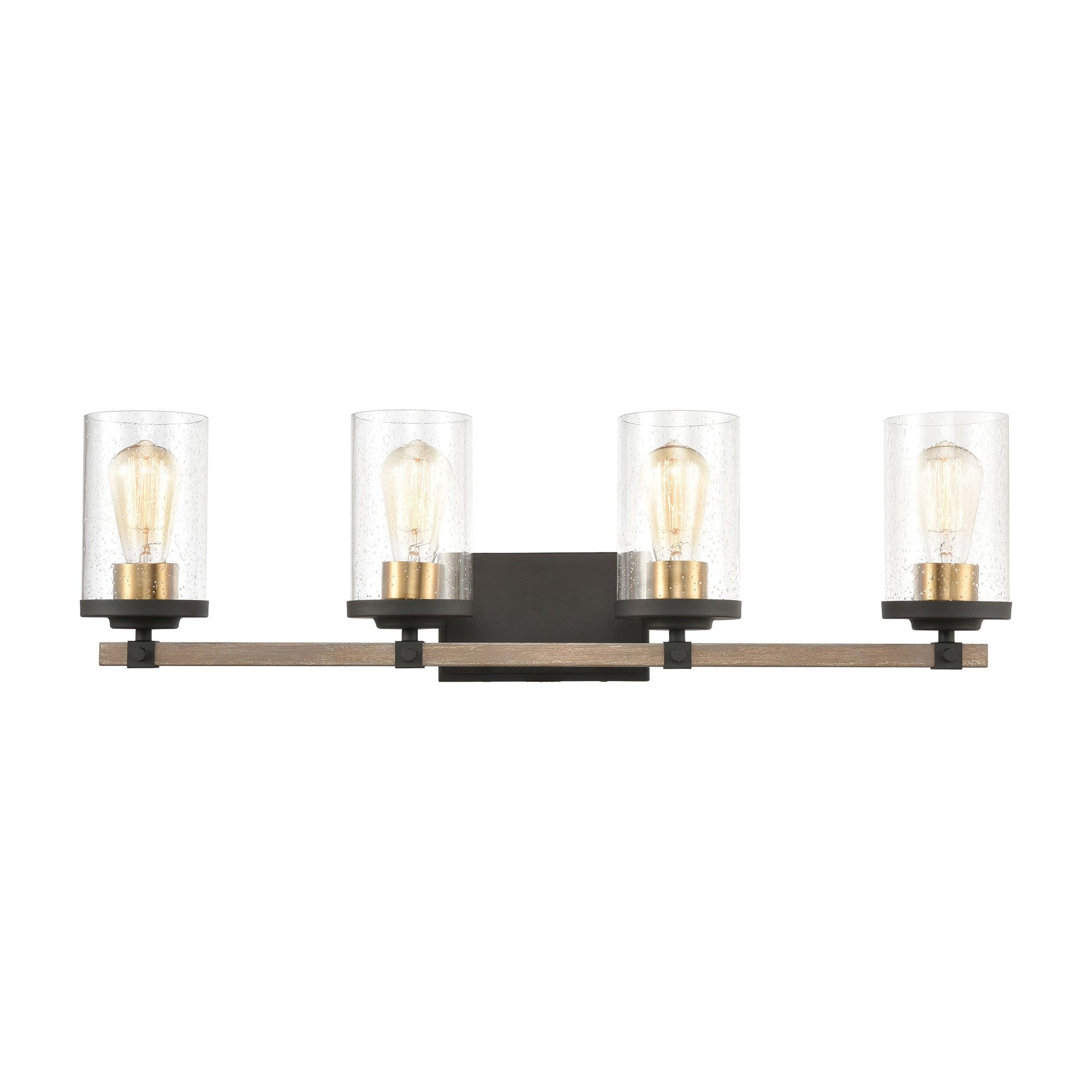 Geringer Vanity Light in Charcoal and Beechwood with Seedy Glass by ELK Lighting-4