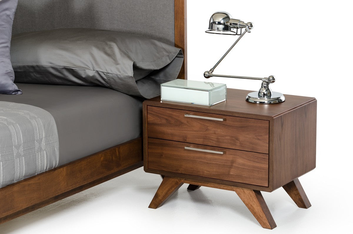 Modern Walnut Brown Nightstand With Two Drawers By Homeroots - 473009 | Nightstands | Modishstore