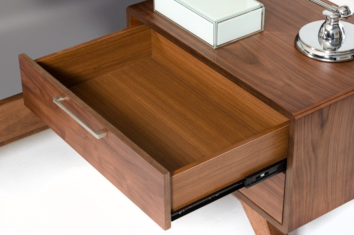 Modern Walnut Brown Nightstand With Two Drawers By Homeroots - 473009 | Nightstands | Modishstore - 2