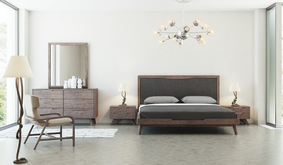 Modern Walnut Brown Nightstand With Two Drawers By Homeroots - 473009 | Nightstands | Modishstore - 3