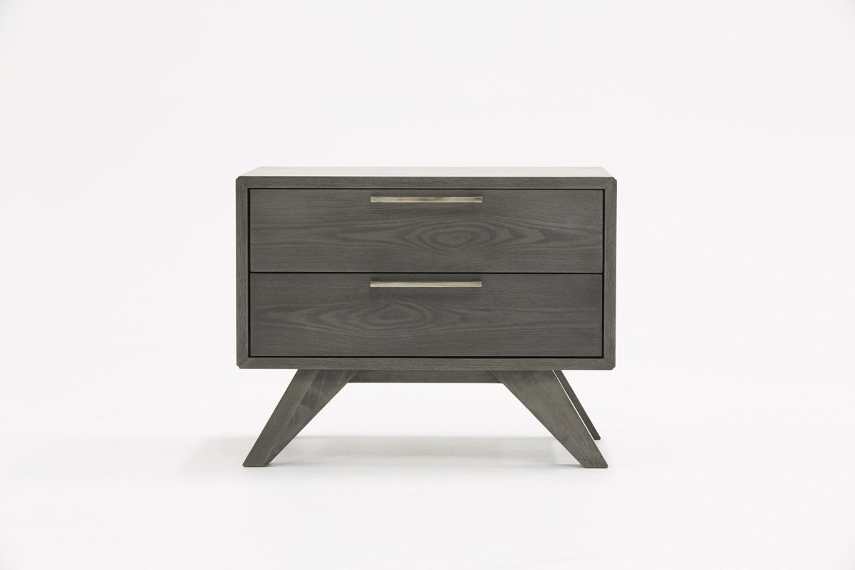 Modern Gray Wash Nightstand With Two Drawers By Homeroots | Nightstands | Modishstore