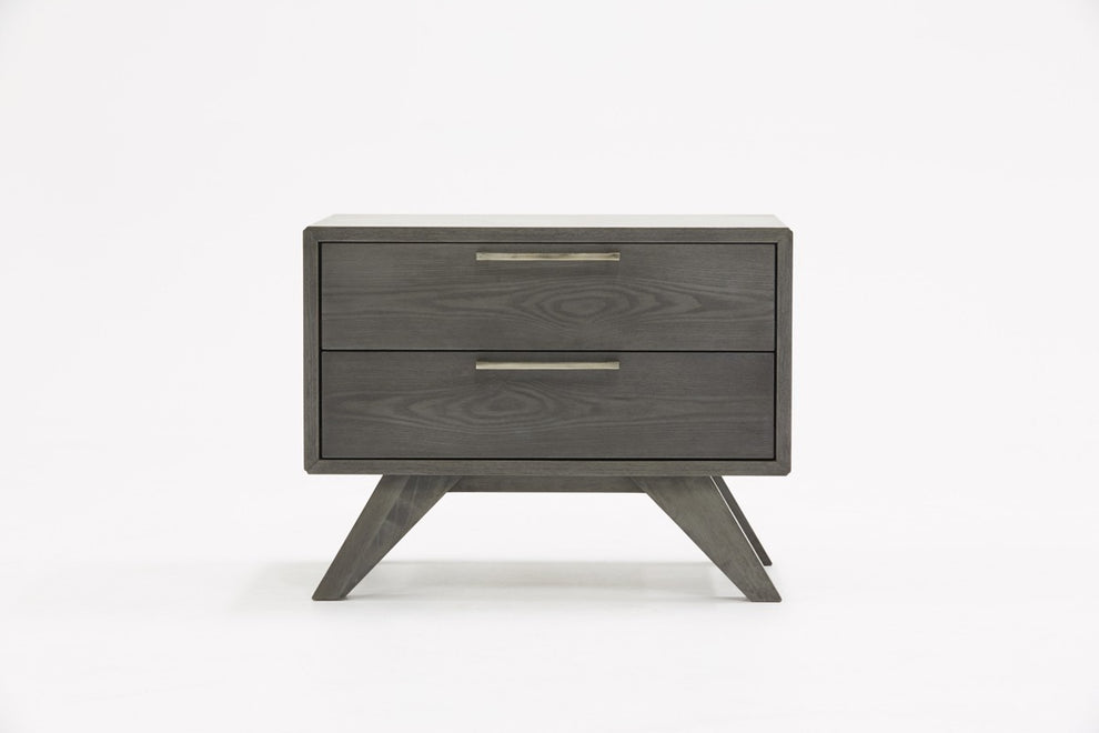 Modern Gray Wash Nightstand With Two Drawers By Homeroots | Nightstands | Modishstore - 2