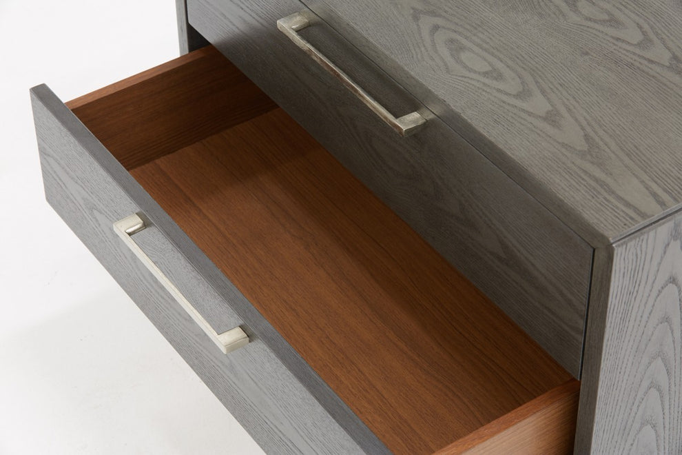 Modern Gray Wash Nightstand With Two Drawers By Homeroots | Nightstands | Modishstore - 6