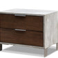 Modern Dark Walnut And Concrete Nightstand With Two Drawers By Homeroots | Nightstands | Modishstore