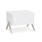 Modern Silky White Nightstand With One Drawer And Steel Legs By Homeroots | Nightstands | Modishstore - 2