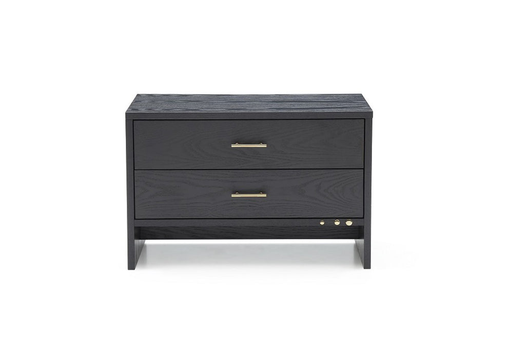 Modern Dark Gray Ash Nightstand With Two Drawers By Homeroots | Nightstands | Modishstore - 2