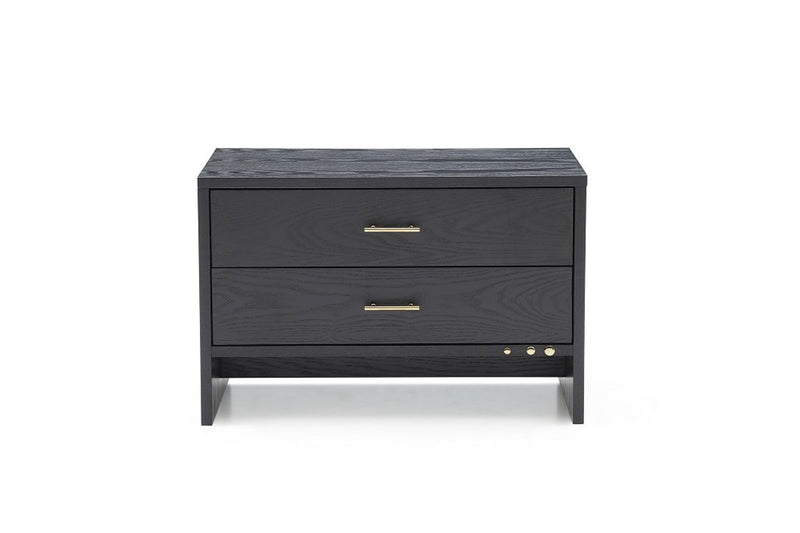 Modern Dark Gray Ash Nightstand With Two Drawers By Homeroots | Nightstands | Modishstore