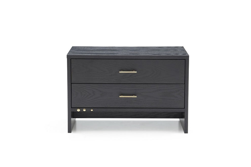 Modern Dark Gray Ash Nightstand With Two Drawers By Homeroots | Nightstands | Modishstore - 3