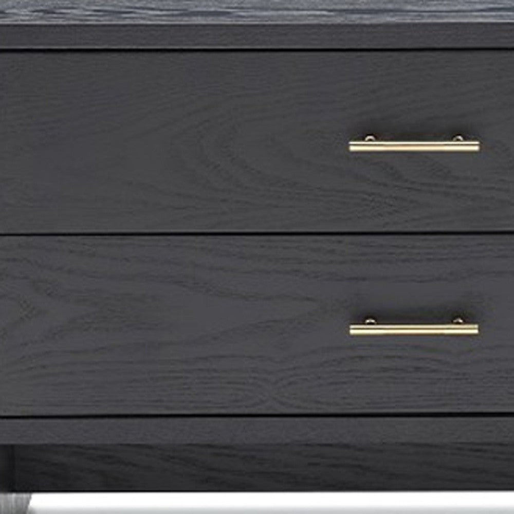 Modern Dark Gray Ash Nightstand With Two Drawers By Homeroots | Nightstands | Modishstore - 5