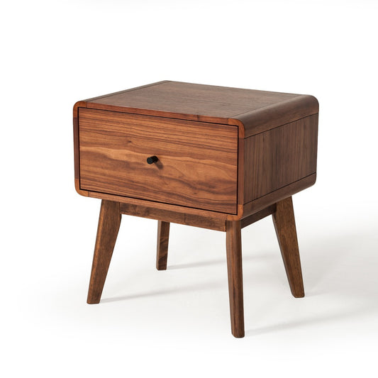 Modern Mid Century Walnut Nightstand With Single Drawer By Homeroots | Nightstands | Modishstore