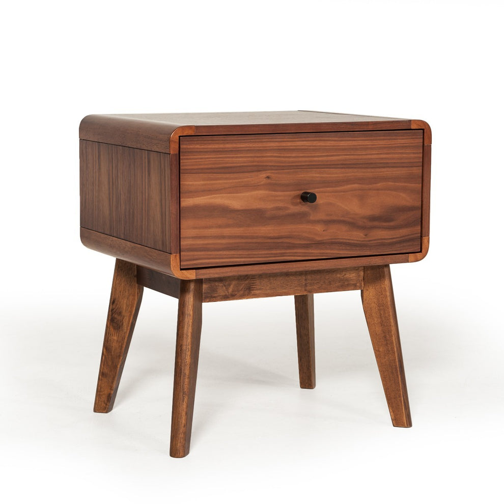 Modern Mid Century Walnut Nightstand With Single Drawer By Homeroots | Nightstands | Modishstore - 3