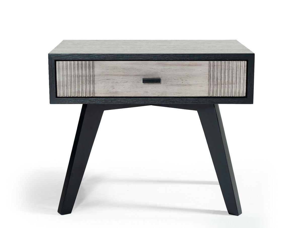 Black And Gray Contemporary Wooden Nightstand With Single Drawer By Homeroots | Nightstands | Modishstore