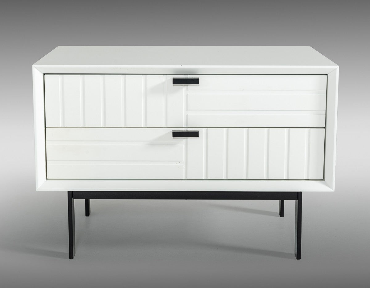 White Matte Contemporary Nightstand With Two Drawers By Homeroots | Nightstands | Modishstore