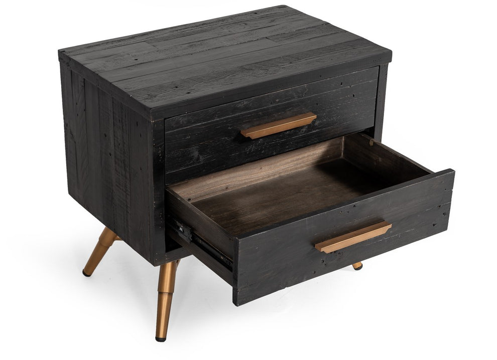 Modern Dark Brown Recycled Pine Nightstand With Antique Fittings By Homeroots | Nightstands | Modishstore - 5