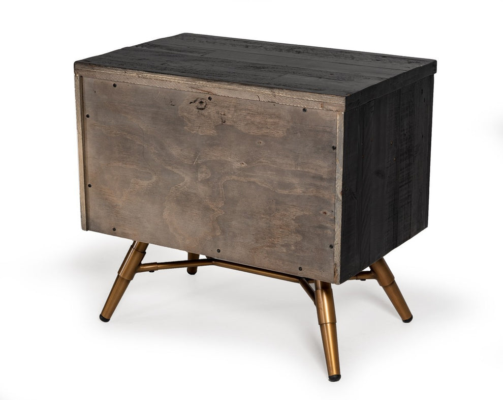 Modern Dark Brown Recycled Pine Nightstand With Antique Fittings By Homeroots | Nightstands | Modishstore - 9