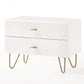 Contemporary White And Gold Nightstand With Two Drawers By Homeroots | Nightstands | Modishstore