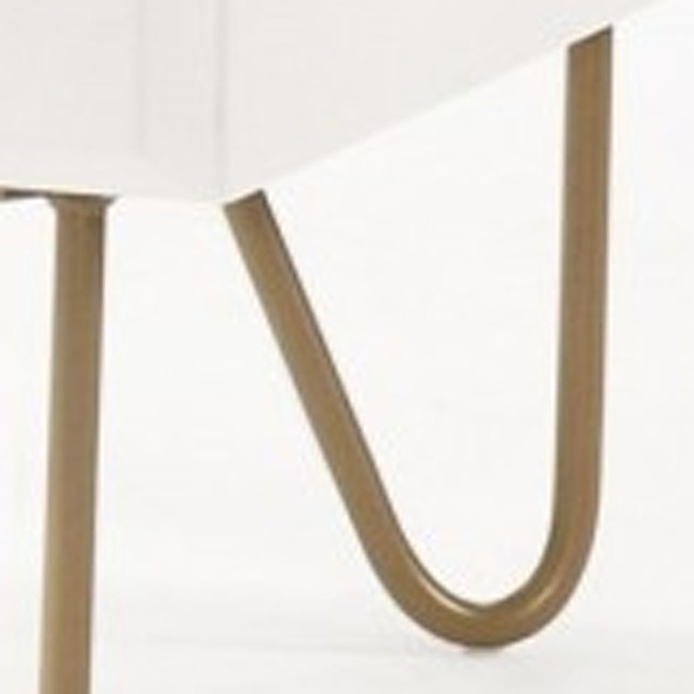 Contemporary White And Gold Nightstand With Two Drawers By Homeroots | Nightstands | Modishstore - 3
