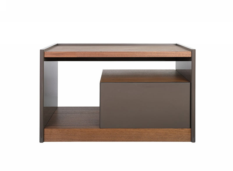 Modern Walnut Nightstand With Drawer Box And Shelf By Homeroots | Nightstands | Modishstore