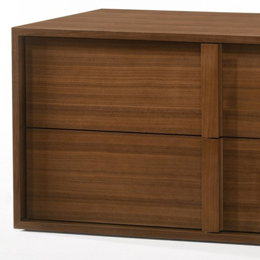 Modern Walnut Nightstand With Two Integrated Drawers By Homeroots | Nightstands | Modishstore - 3