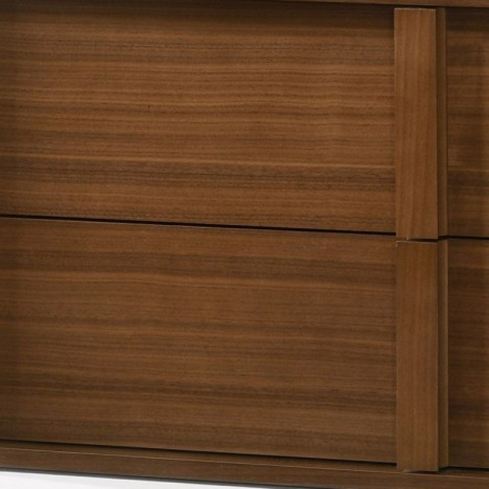 Modern Walnut Nightstand With Two Integrated Drawers By Homeroots | Nightstands | Modishstore - 4