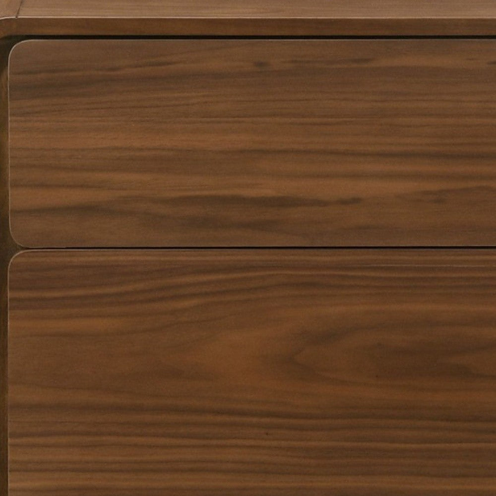 Modern Walnut Brown Nightstand With Two Drawers By Homeroots - 473028 | Nightstands | Modishstore - 5