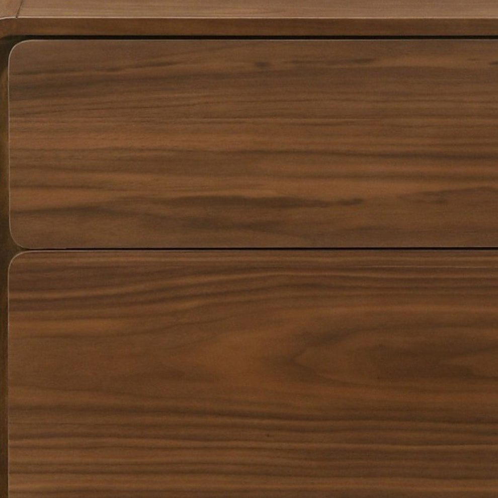 Modern Walnut Brown Nightstand With Two Drawers By Homeroots - 473028 | Nightstands | Modishstore - 5
