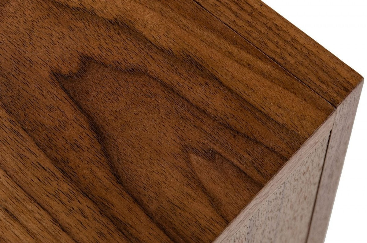 Mid Century Walnut Light Brown Nightstand With One Drawer And One Shelf By Homeroots | Nightstands | Modishstore - 4