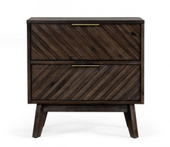 Classic Chevron Dark Brown Nightstand With Two Drawers By Homeroots