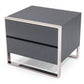 Modern Gray And Stainless Steel Nightstand With Two Drawers By Homeroots | Nightstands | Modishstore