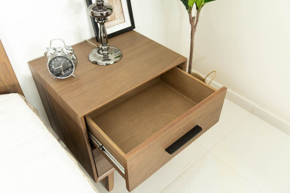 Natural Light Mocha Contemporary Nightstand With Two Drawers By Homeroots | Nightstands | Modishstore - 4