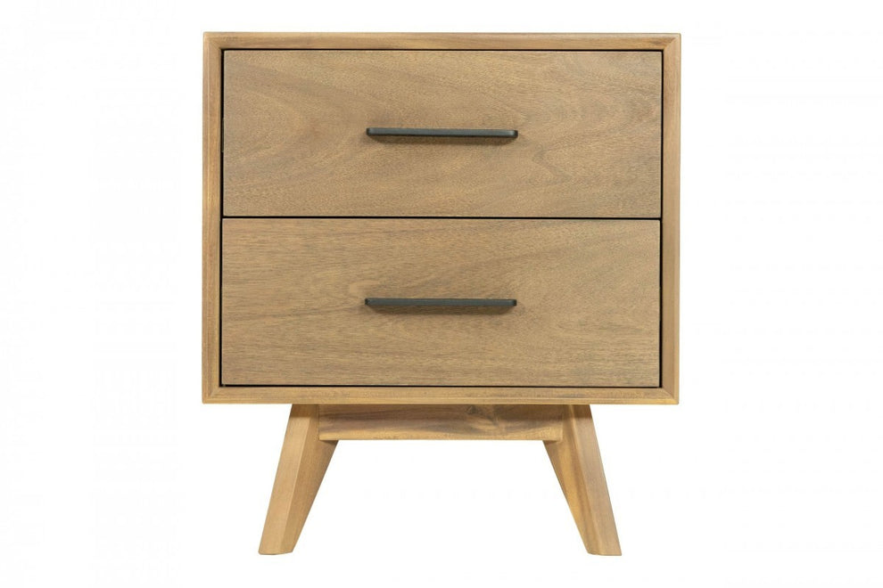 Natural Light Mocha Contemporary Nightstand With Two Drawers By Homeroots | Nightstands | Modishstore - 5