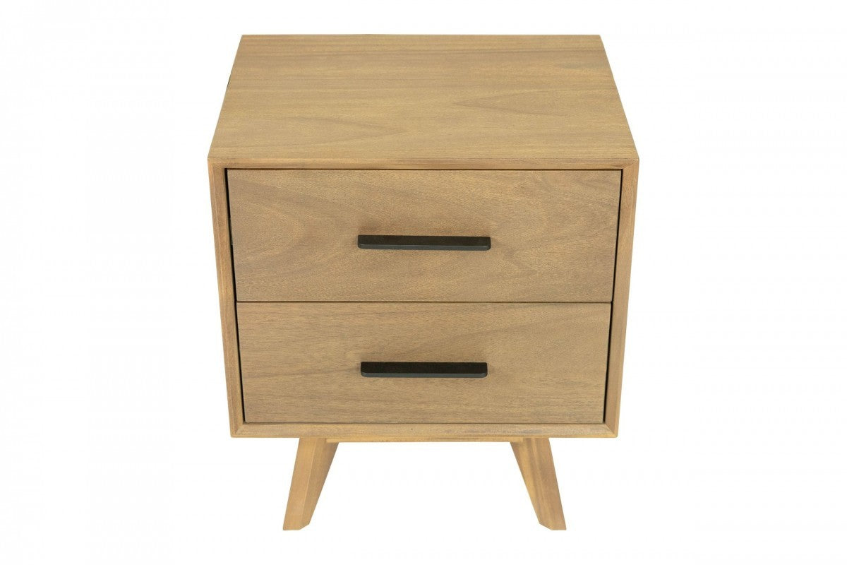 Natural Light Mocha Contemporary Nightstand With Two Drawers By Homeroots | Nightstands | Modishstore - 6