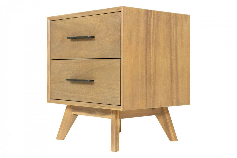 Natural Light Mocha Contemporary Nightstand With Two Drawers By Homeroots | Nightstands | Modishstore - 7