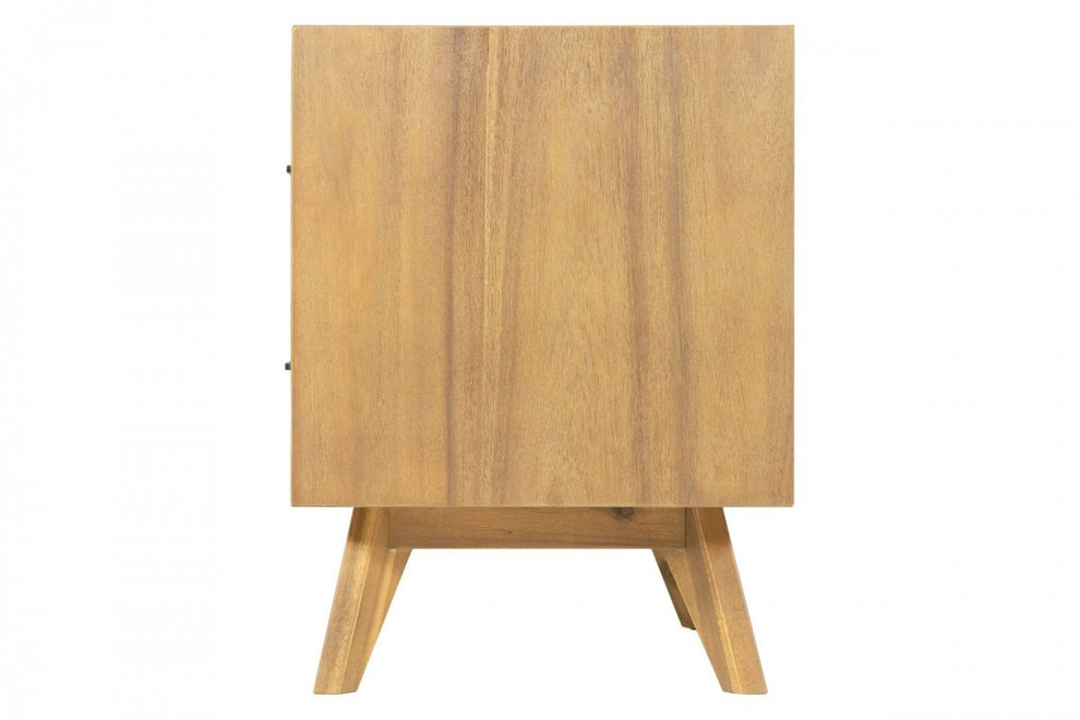 Natural Light Mocha Contemporary Nightstand With Two Drawers By Homeroots | Nightstands | Modishstore - 8