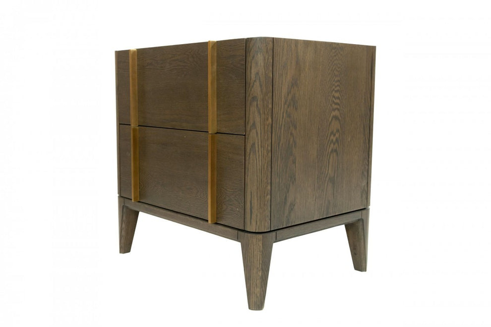 Mid Century Dark Brown And White Faux Marble With Two Drawers By Homeroots | Dressers | Modishstore - 2