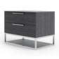 Contemporary Elm Gray And Stainless Steel Nightstand With Two Drawers By Homeroots | Nightstands | Modishstore