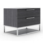 Contemporary Elm Gray And Stainless Steel Nightstand With Two Drawers By Homeroots | Nightstands | Modishstore - 4