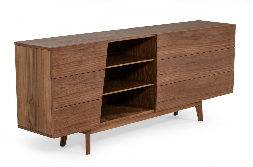 Vintage Style Walnut Veneer Six Drawer Dresser By Homeroots | Dressers | Modishstore - 2