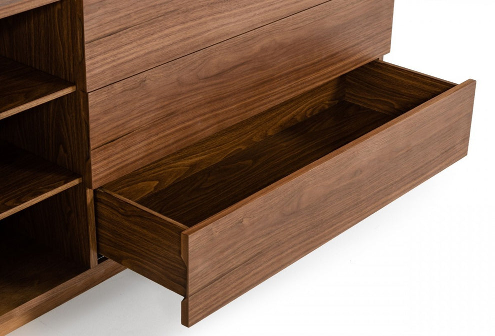 Vintage Style Walnut Veneer Six Drawer Dresser By Homeroots | Dressers | Modishstore - 3