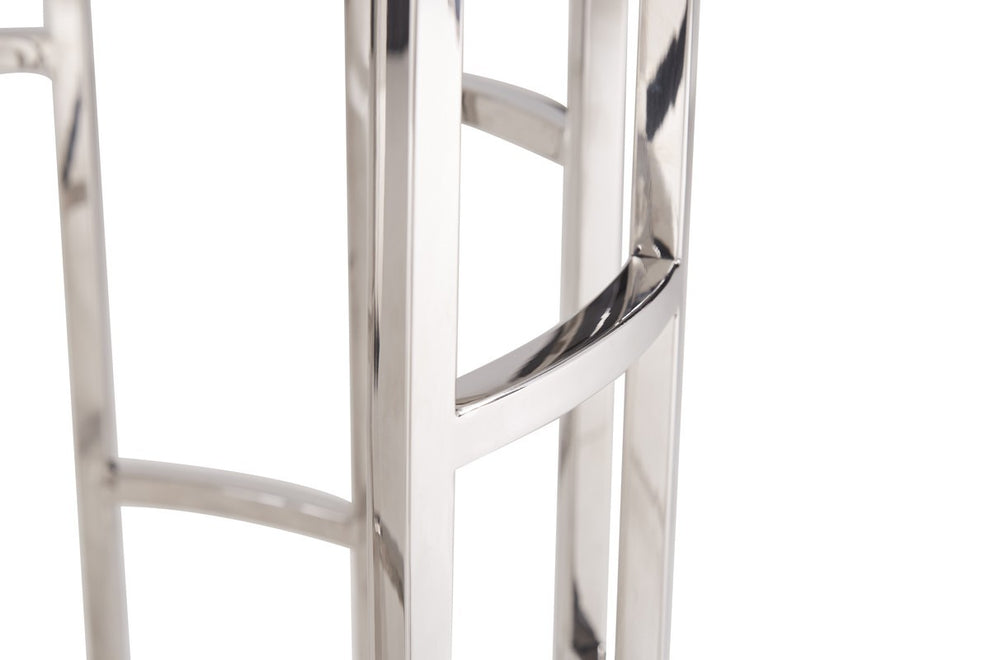 Stylish Silver And White Marble Round Geometric End or Side Table By Homeroots | End Tables | Modishstore - 4