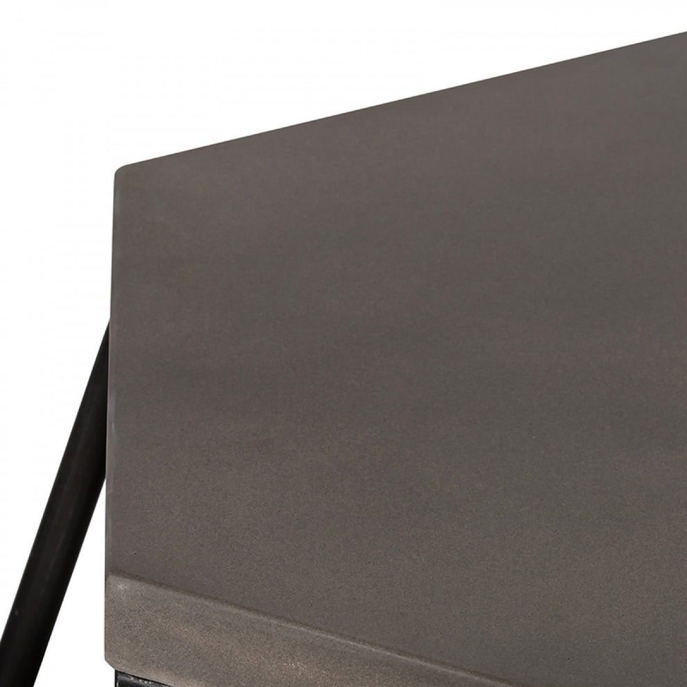 Modern Gray Concrete and Black Metal Hexagonal End Table By Homeroots | End Tables | Modishstore - 5