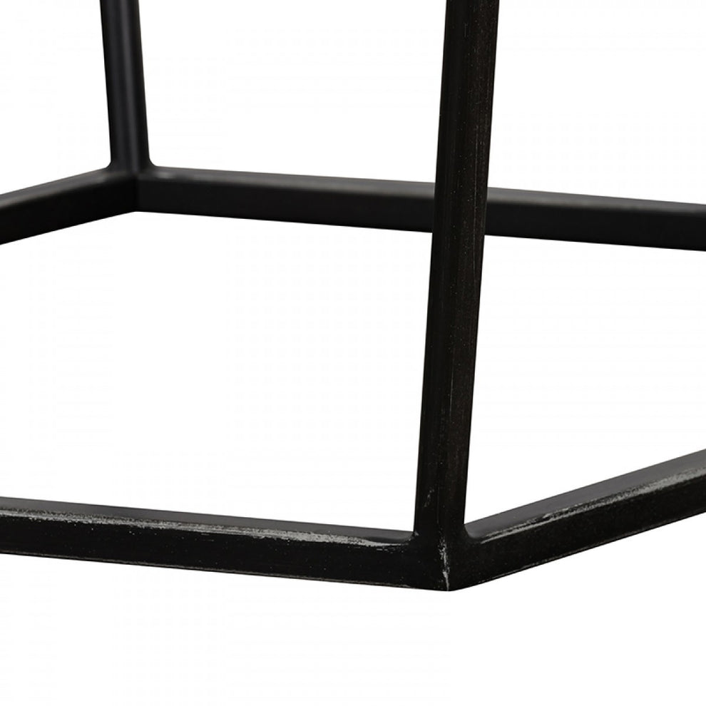Modern Gray Concrete and Black Metal Hexagonal End Table By Homeroots | End Tables | Modishstore - 7
