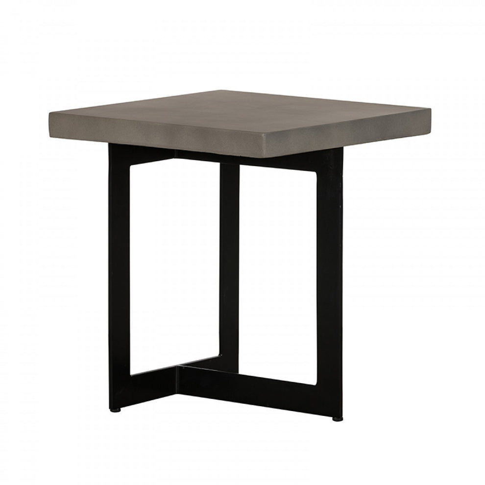 Asymmetric Metal And Concrete End Table By Homeroots | End Tables | Modishstore - 2