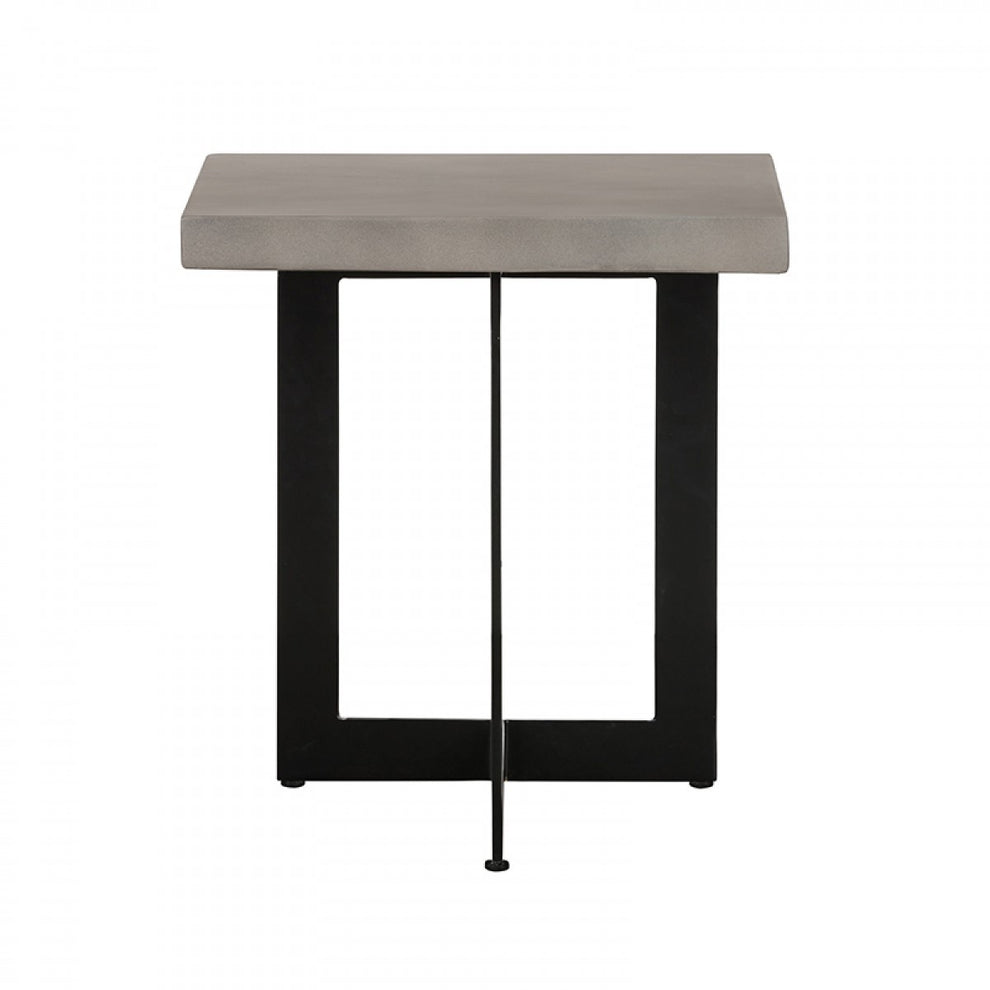 Asymmetric Metal And Concrete End Table By Homeroots | End Tables | Modishstore - 3
