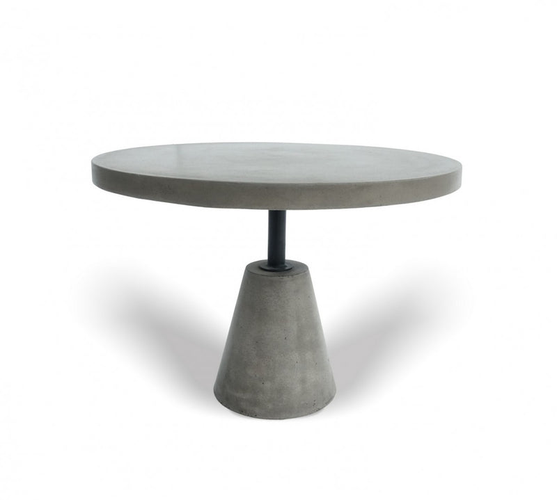 Mod Gray Concrete and Black Metal Pedestal End Table By Homeroots | End Tables | Modishstore