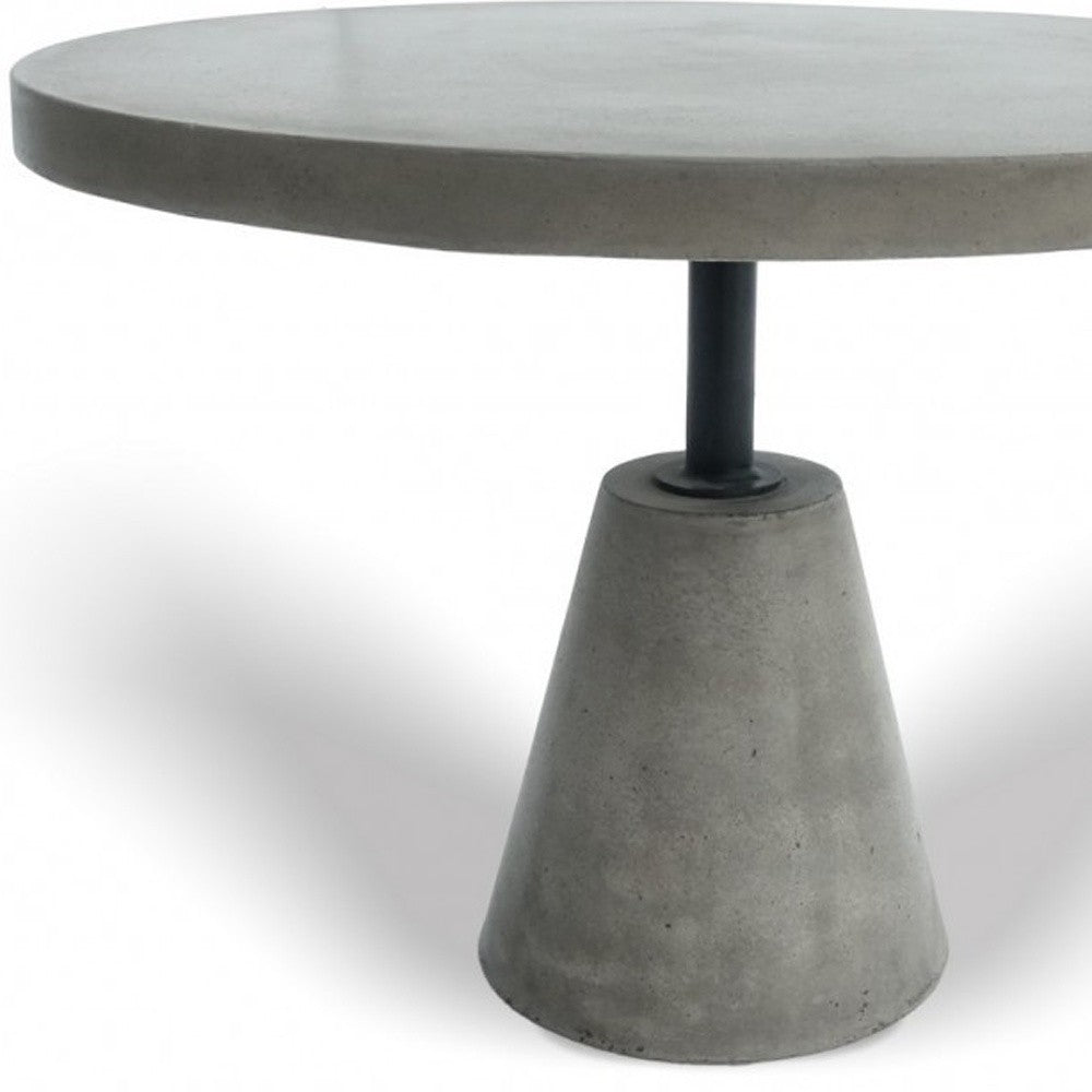 Mod Gray Concrete and Black Metal Pedestal End Table By Homeroots | End Tables | Modishstore - 3
